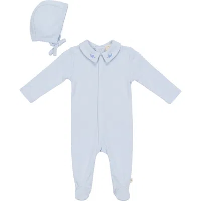 Bebe Bella Babies'  Rib Modal Romper With Matching Bonnet In Blue