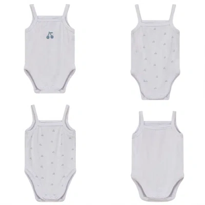 Bebe Bella Kids'  Ribbed Cherry Print Romper Set In Gray