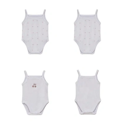 Bebe Bella Kids'  Ribbed Cherry Print Romper Set In Gray