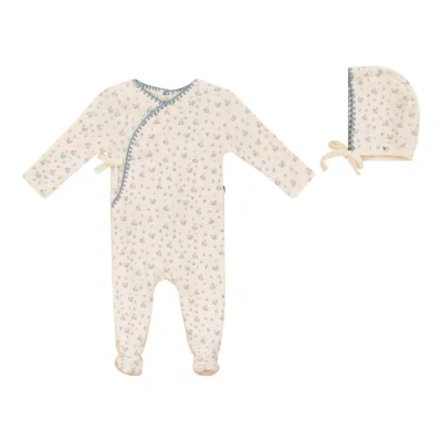 Bebe Bella Kids'  Ribbed Floral Romper With Bonnet In Black