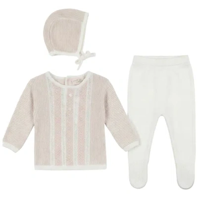 Bebe Bella Kids'  Striped Pointelle Knit Set Long Sleeve Top And Pants With Bonnet In Black