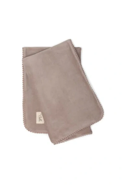 Bebe Bella Velour Pompom Blanket In Brown