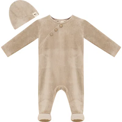 Bebe Bella Kids'  Velour Romper With Matching Hat In Neutral