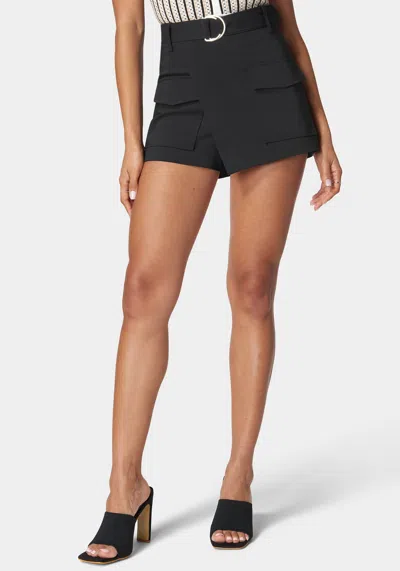 Bebe Belted Patch Pocket Mini Skort In Black