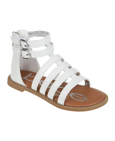 Bebe Kids' Big Girl's Fashion Gladiator Sandal With Rhinestone Welt Polyurethane Sandals In White