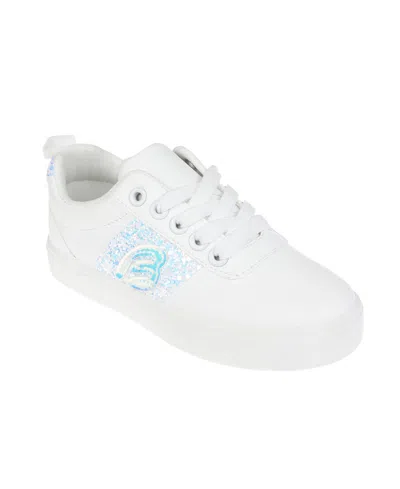 Bebe Kids' Big Girl's Low Profile Sneaker With Chunky Glitter Details Polyurethane Sneakers In White