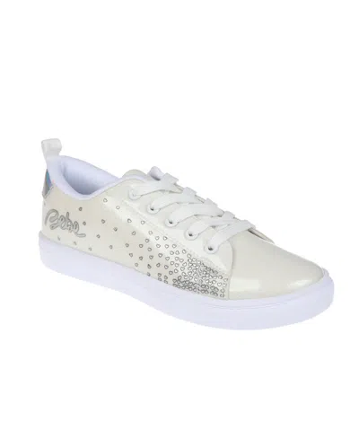 Bebe Kids' Big Girl's Low Profile Sneaker With Metallic Print And Holographic Counter Polyurethane Sneakers In White