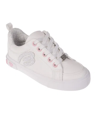 Bebe Kids' Big Girl's Low Top Sneaker With Glitter Applique Polyurethane Sneakers In White
