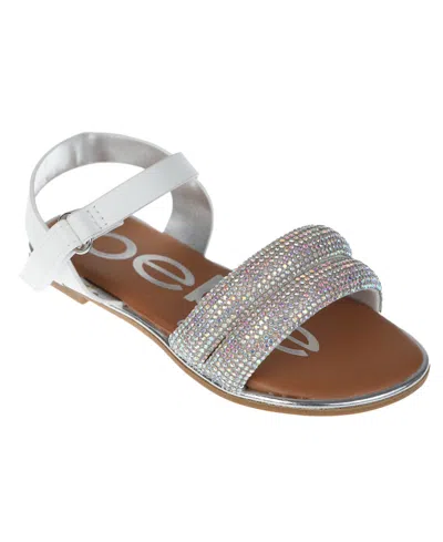 Bebe Kids' Big Girl's Rhinestone Tubular Sandal With Butterfly Chop Outs Polyurethane Sandals In White