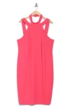 Bebe Body-con Cocktail Halter Dress In Fuchsia