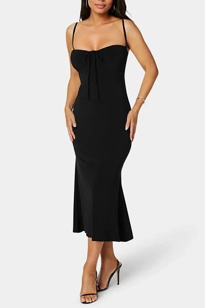 Bebe Bow Bustier Knit Slip Midi Dress In Black, Women's At Urban Outfitters