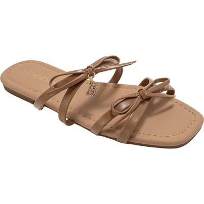 Bebe Bow Strappy Sandal In Brown