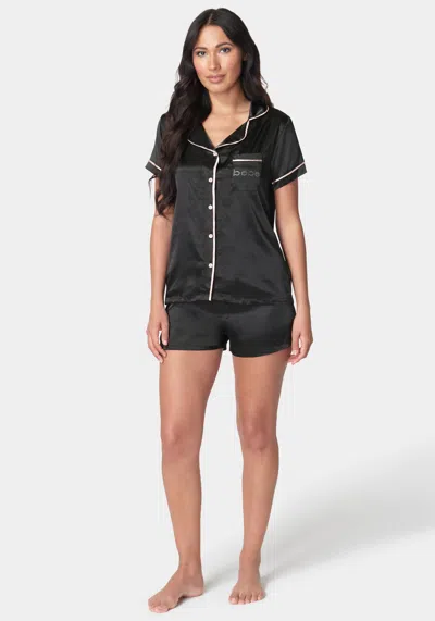 Bebe Button Up Short Set In Black