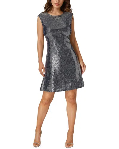 Bebe Cap Sleeve A-line Disco Dot Dress In Navy