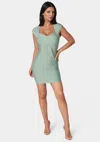 Bebe Cap Sleeve Bandage Mini Dress In Celadon