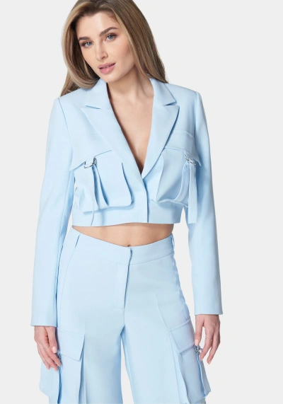 Bebe Cargo Pocket Tailored Jacket In Chambray Blue