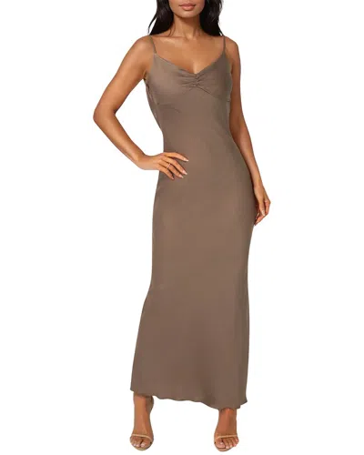 Bebe Ceycrepe Drape Back Maxi Dress In Brown