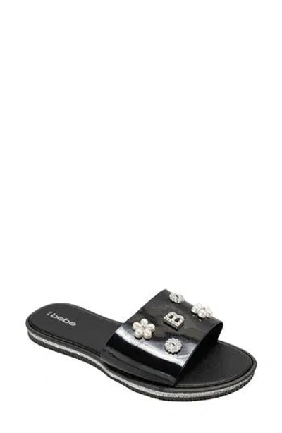 Bebe Charm Slide Sandal In Black
