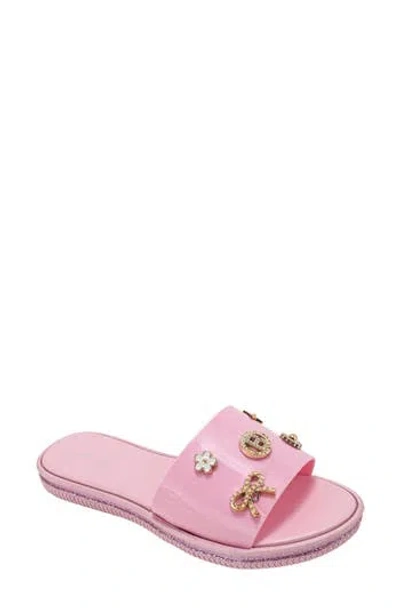 Bebe Charm Slide Sandal In Pink