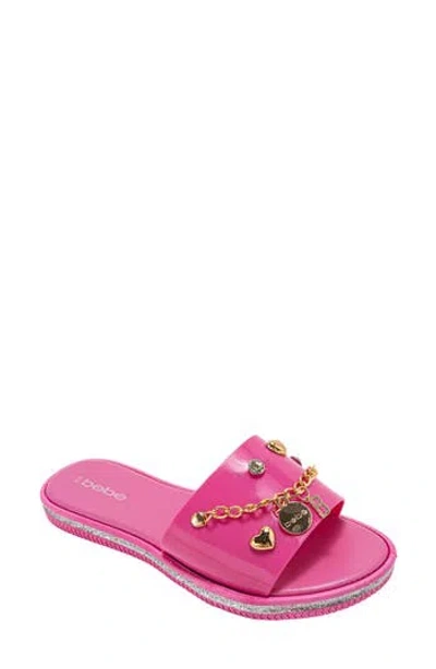 Bebe Charm Slide Sandal In Pink