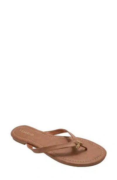 Bebe Charm Thong Sandal In Brown