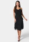 Bebe Chiffon Ruffle Slip Dress In Black