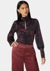 Bebe Chintz Yoryu Back Self Tie Long Sleeve Blouse In Zebra Print
