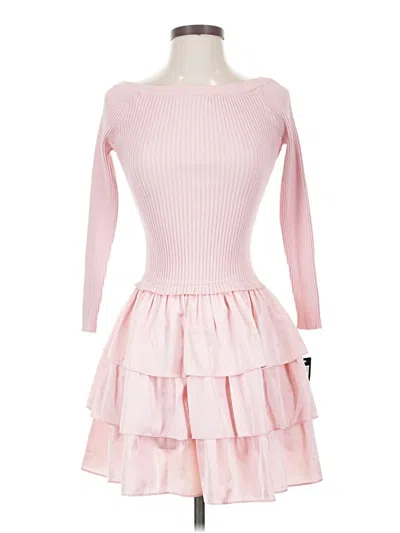 Bebe Off The Shoulder Tiered Dress In Rose