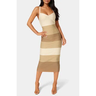 Bebe Colorblock Bandage Midi Dress In Multi