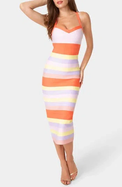 Bebe Colorblock Bandage Midi Dress In Multi