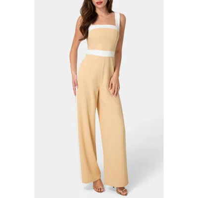 Bebe Colorblock Jumpsuit In White