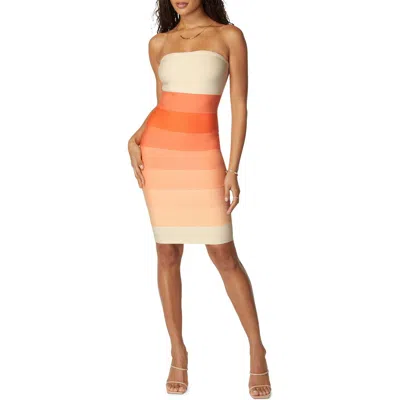 BEBE BEBE COLORBLOCK STRAPLESS DRESS