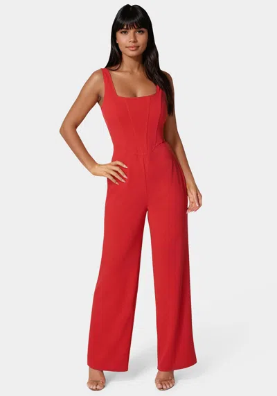 Bebe Corset Jumpsuit In Red