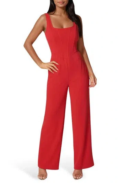 Bebe Corset Jumpsuit In Red