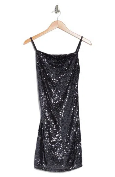 Bebe Cowl Neck Sequin Minidress In Gun