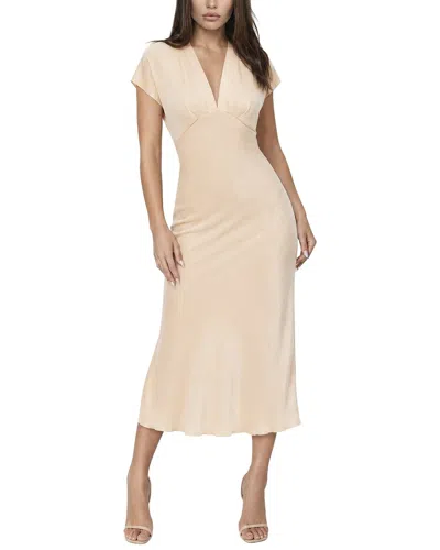 Bebe Crepe Satin V-neck Maxi Dress In Neutral