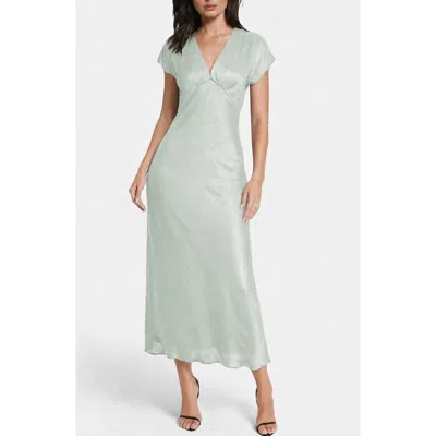 Bebe Crepe Satin V-neck Maxi Dress In Green