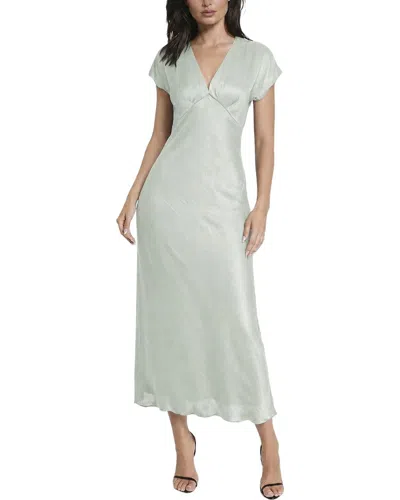 Bebe Crepe Satin V-neck Maxi Dress In Green