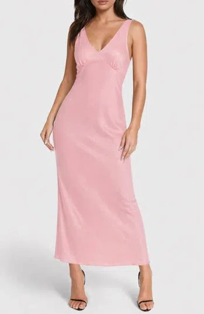 Bebe Crepe V-neck Maxi Dress In Pink
