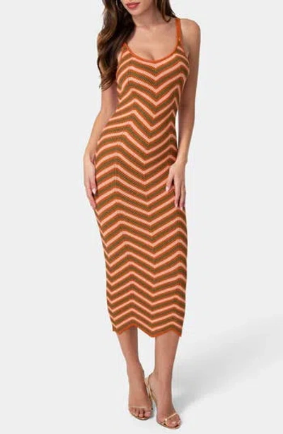 Bebe Crochet Midi Dress In Brown