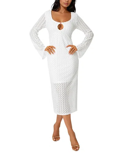 Bebe Crochet Midi Dress In White
