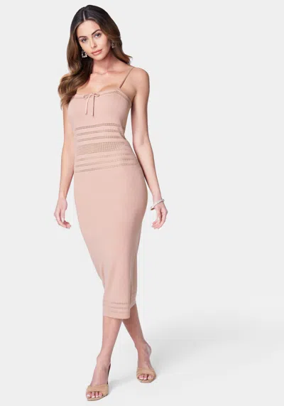 Bebe Crochet Tube Midi Dress In Baby Pink