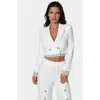 Bebe Cropped Eyelet Blazer In White