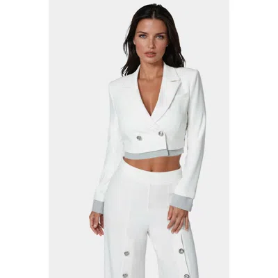 BEBE BEBE CROPPED EYELET BLAZER
