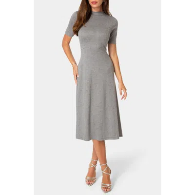 Bebe Crystal Mock Neck A-line Sweater Dress In Gray