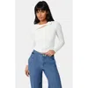 Bebe Cut Out Flower Long Sleeve Top In White