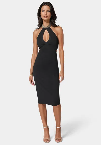 Bebe Cutout Choker Neck Midi Dress In Black