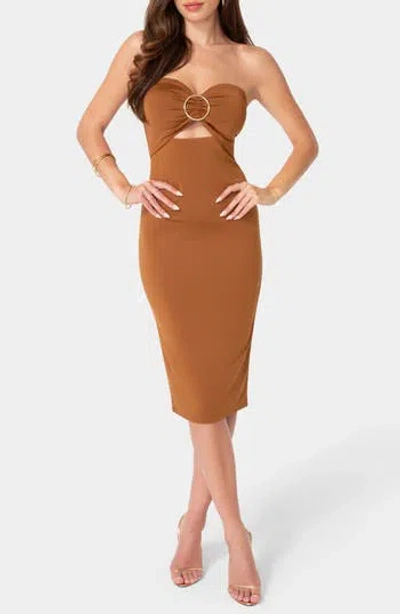 Bebe Cutout Strapless Body-con Dress In White