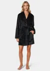 Bebe Debossed Plush Robe In Black Beauty