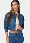 Bebe Denim Jacket With Rhinestones In Grey Wash